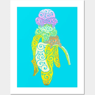 Swirly Ice Cream Banana Posters and Art